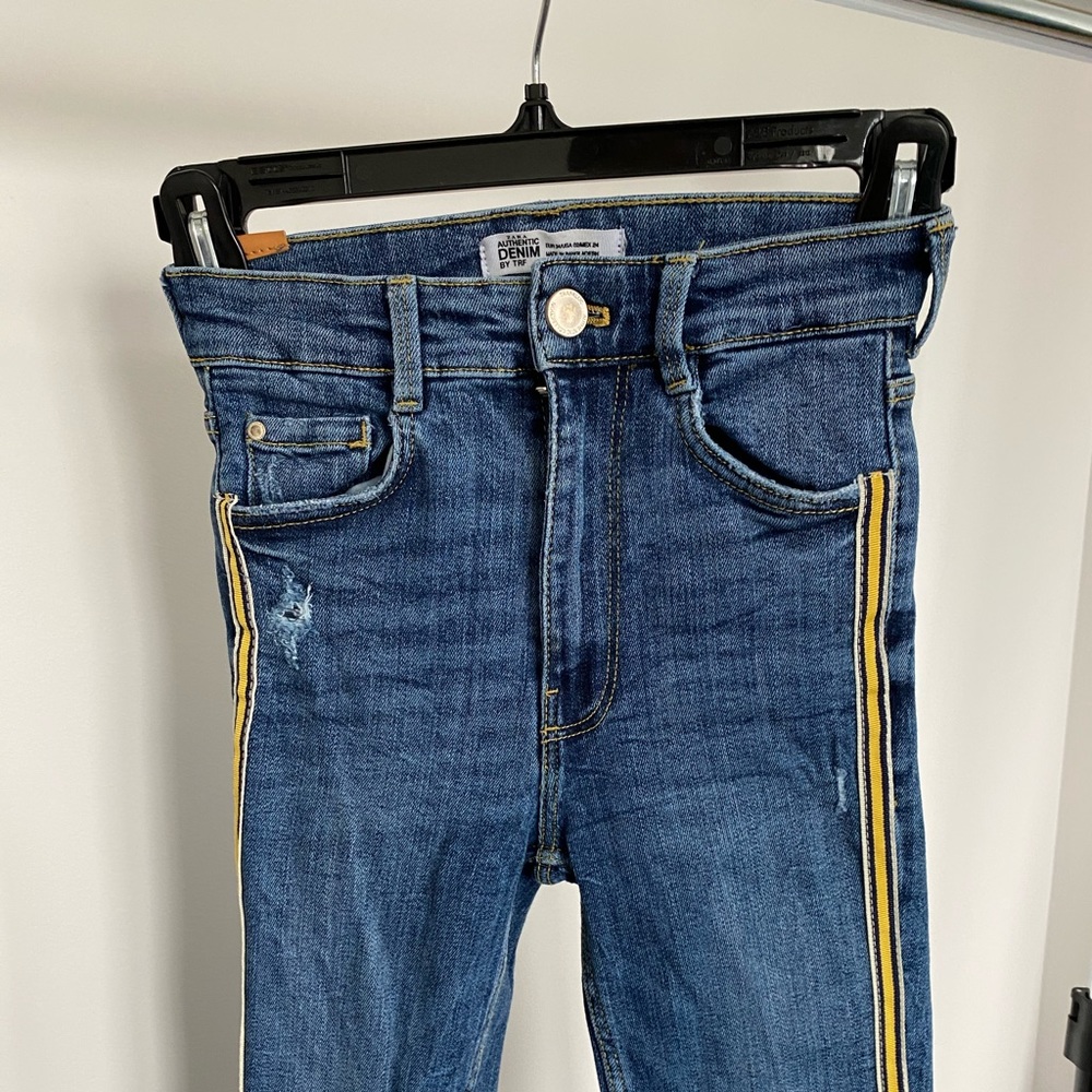 Zara Jeans with Yellow Stripe Down the Leg